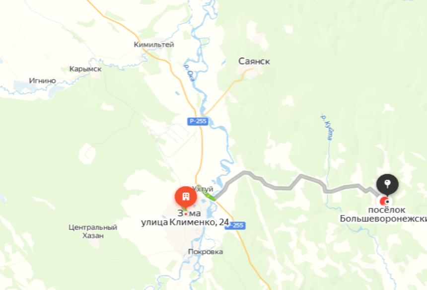 Автобусный маршрут Зима - Большеворонежский.